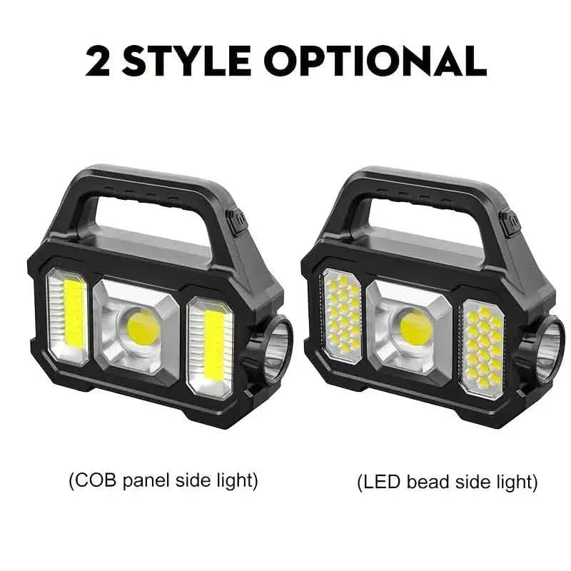 Solar Portable Flashlight & Handheld Searchlight with Side Lights